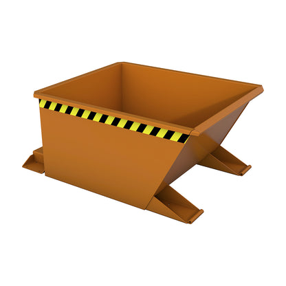 Tilting skip for tugger trains, capacity 0.3 m³, orange RAL 2000.