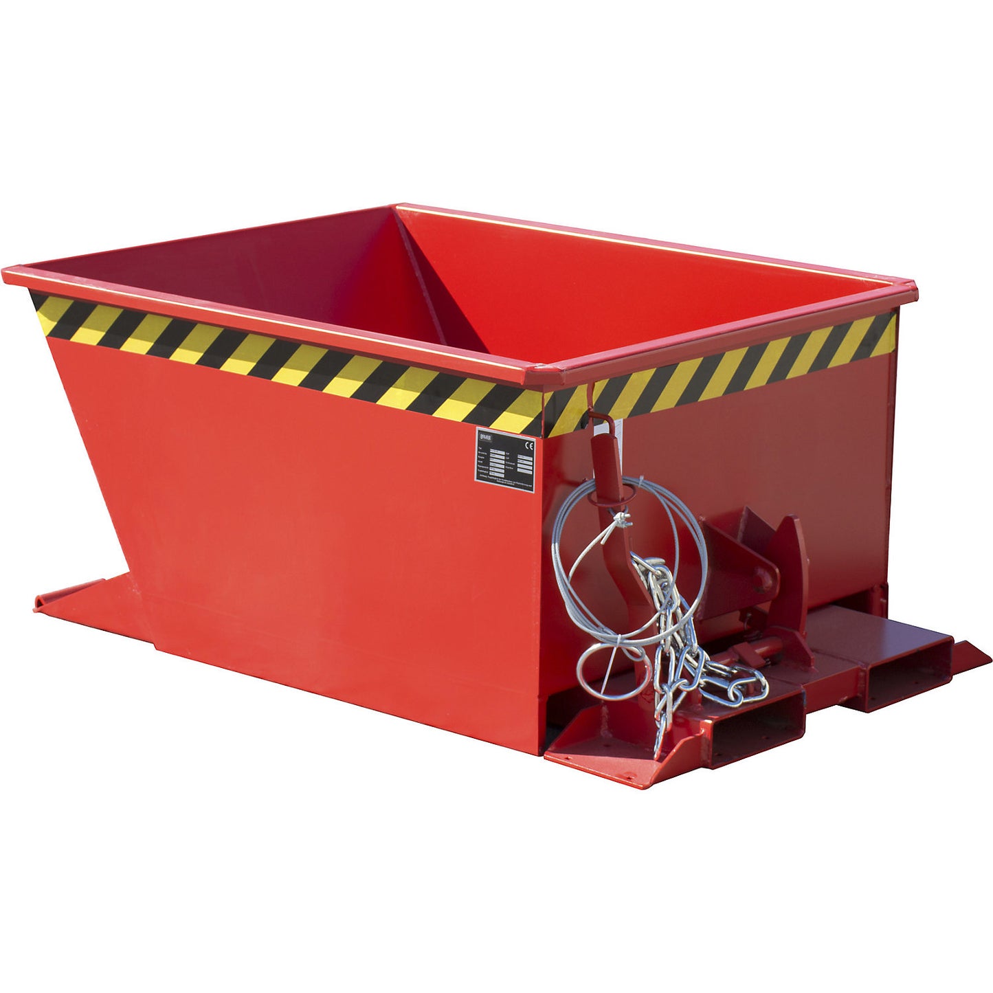 Tilting skip for tugger trains, capacity 0.3 m³, red RAL 3000.
