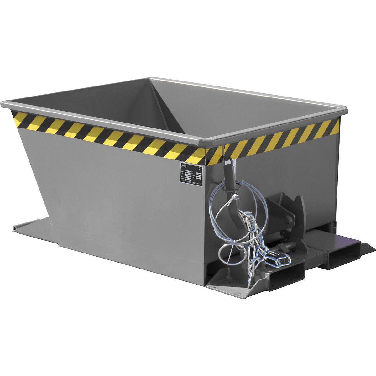 Tilting skip for tugger trains, capacity 0.3 m³, grey RAL 7005.