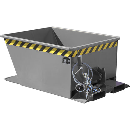 Tilting skip for tugger trains, capacity 0.3 m³, grey RAL 7005.