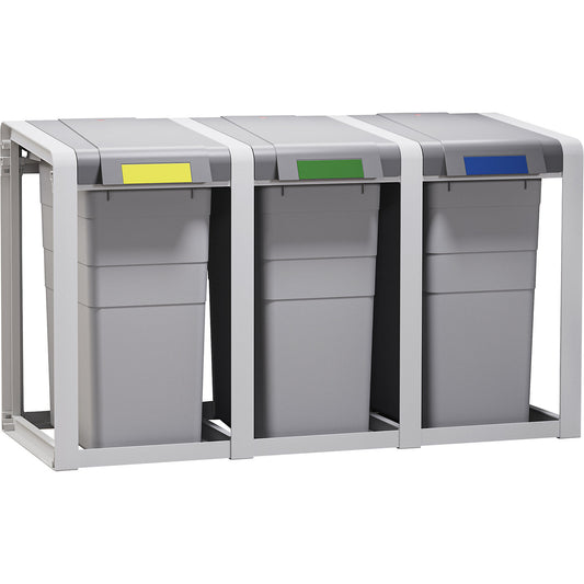 ProfiLine Eco recyclable waste collector system, flexible, capacity 3 x 38 l, WxHxD 1065 x 560 x 395 mm, 3-module station.