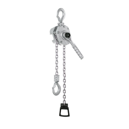 AH ratchet chain hoist, standard lifting height 1.5 m, max. load 1600 kg.