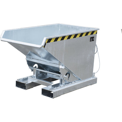 Tilting skip incl. roll-off mechanism, capacity 0.3 m³, LxWxH 1260 x 770 x 835 mm, hot dip galvanised.