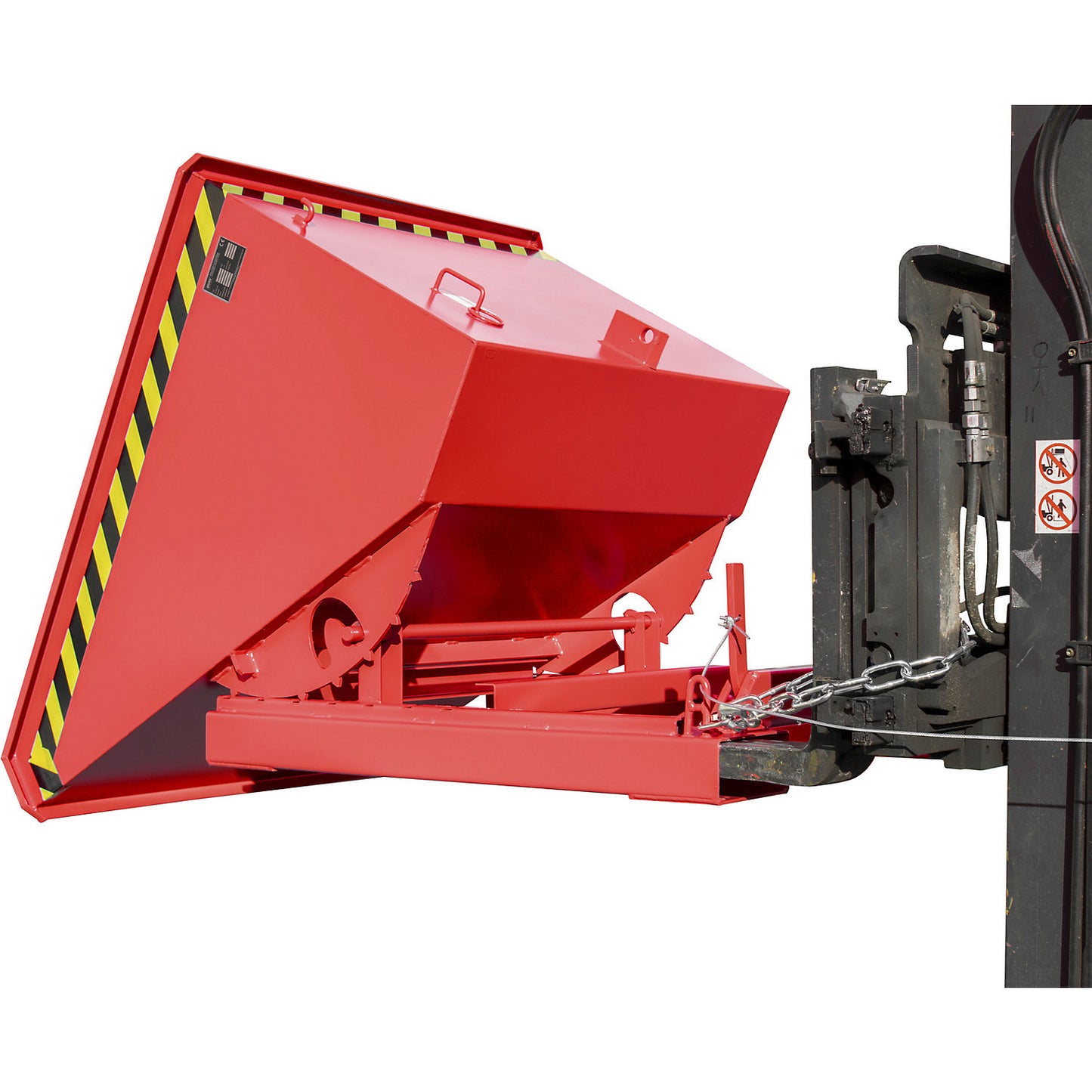 Tilting skip incl. roll-off mechanism, capacity 0.6 m³, LxWxH 1260 x 1070 x 835 mm, red.