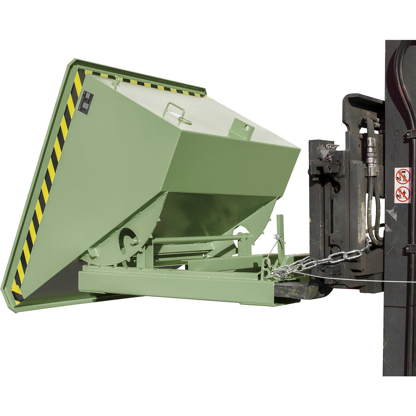 Tilting skip incl. roll-off mechanism, capacity 0.6 m³, LxWxH 1260 x 1070 x 835 mm, green.