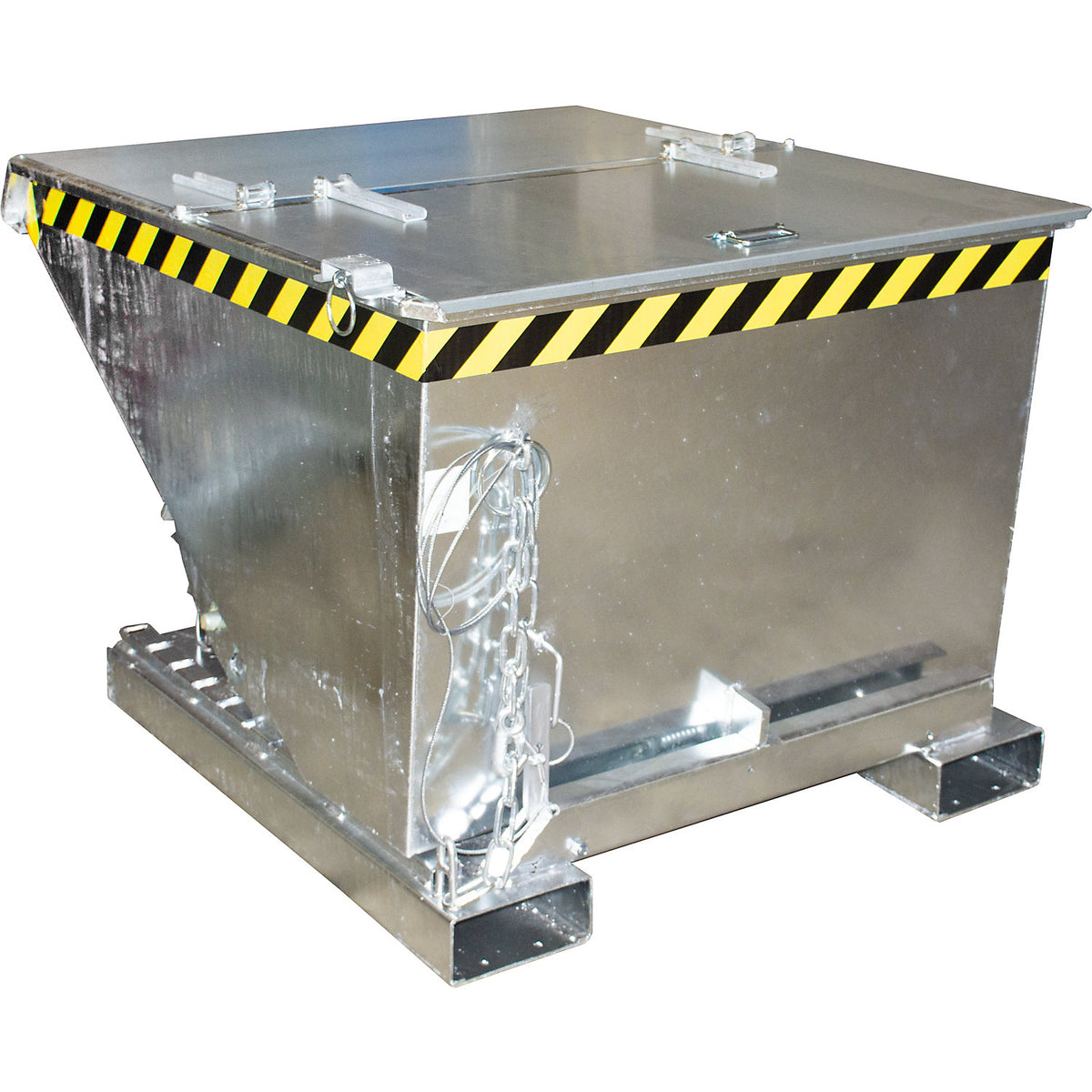 Tilting skip incl. roll-off mechanism, capacity 0.6 m³, LxWxH 1260 x 1070 x 835 mm, hot dip galvanised.