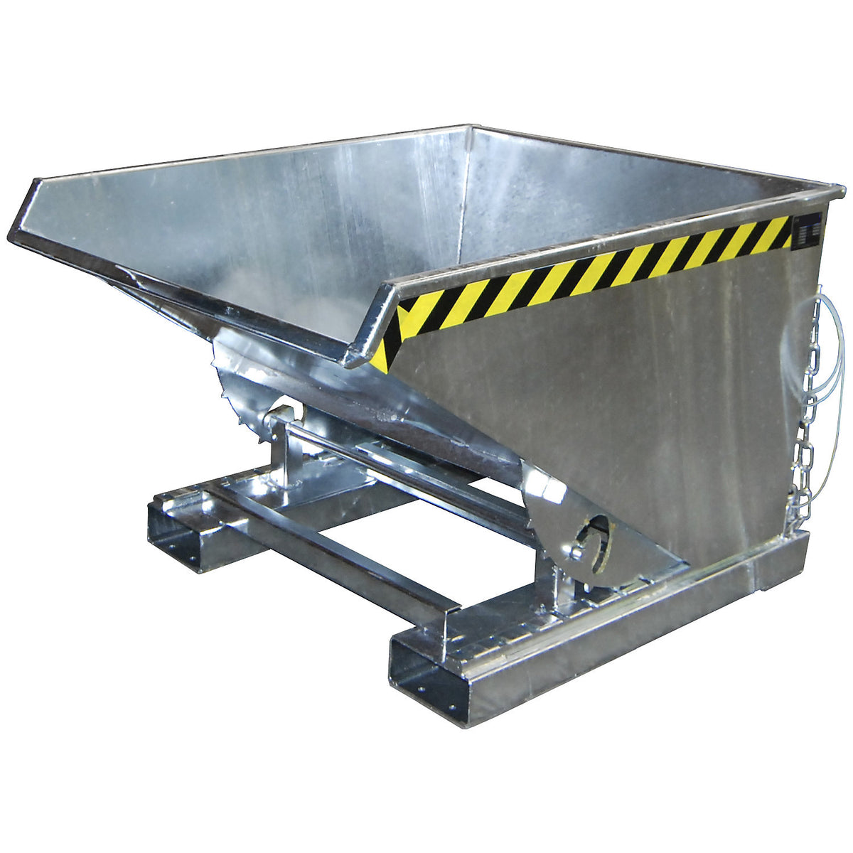 Tilting skip incl. roll-off mechanism, capacity 0.6 m³, LxWxH 1260 x 1070 x 835 mm, hot dip galvanised.