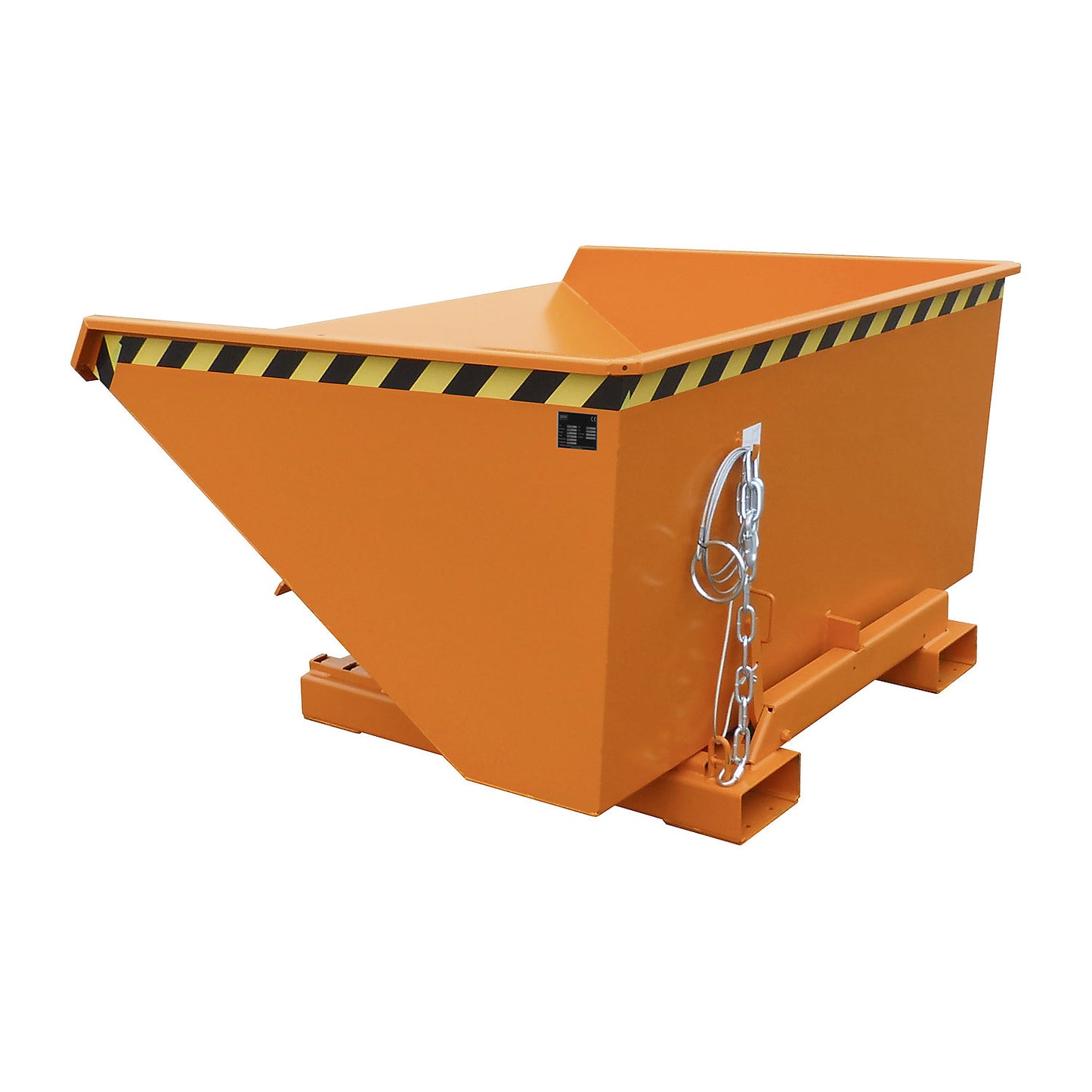 Tilting skip incl. roll-off mechanism, capacity 0.9 m³, LxWxH 1260 x 1570 x 835 mm, orange.