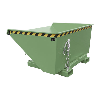 Tilting skip incl. roll-off mechanism, capacity 0.9 m³, LxWxH 1260 x 1570 x 835 mm, green.