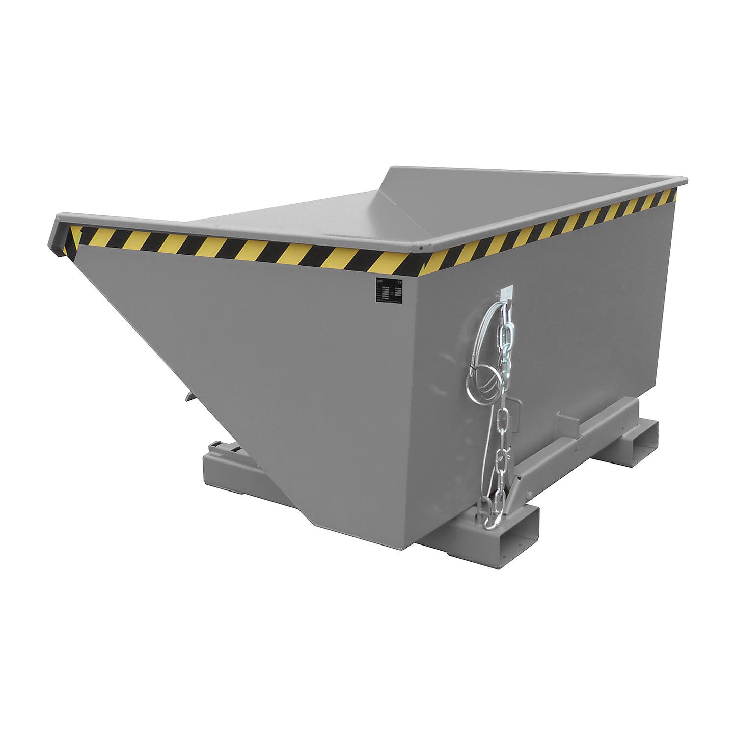 Tilting skip incl. roll-off mechanism, capacity 0.9 m³, LxWxH 1260 x 1570 x 835 mm, grey.