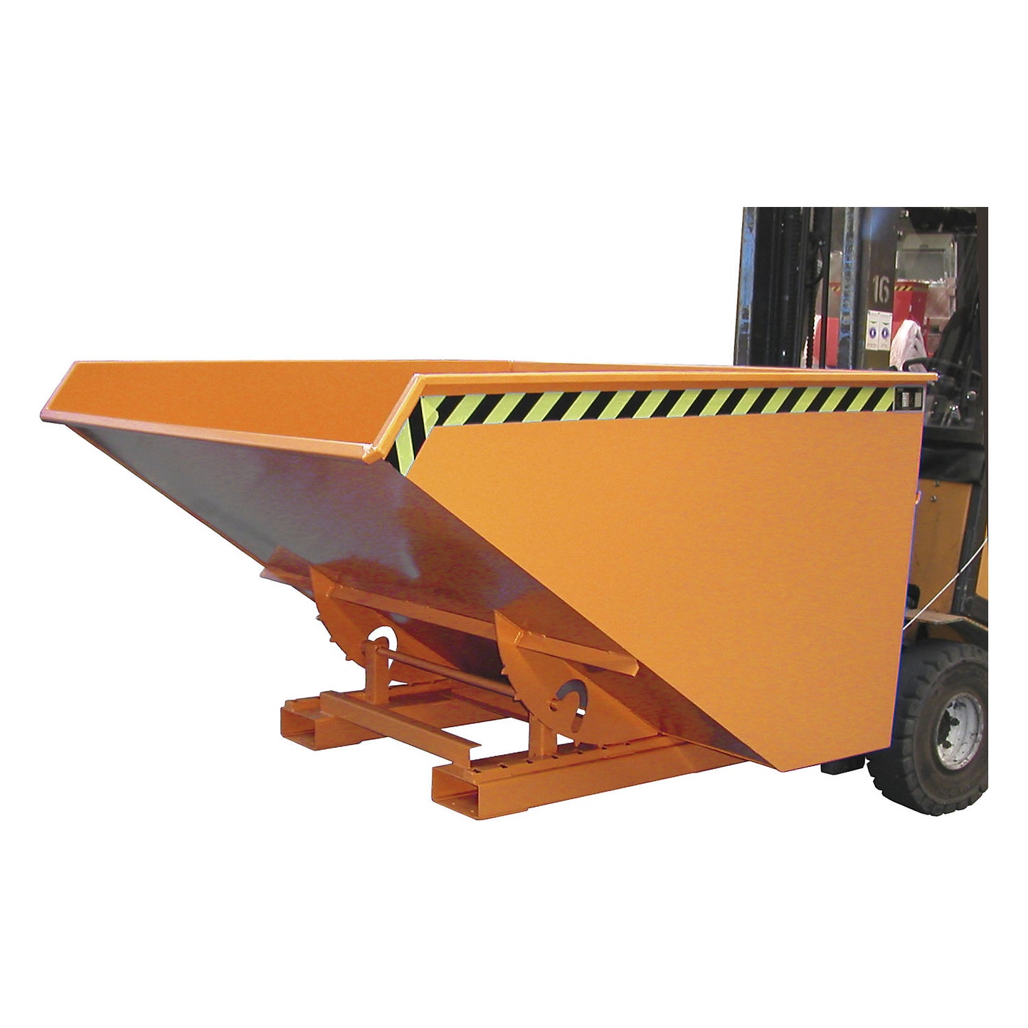 Tilting skip incl. roll-off mechanism, capacity 1.2 m³, LxWxH 1720 x 1070 x 1103 mm, orange.