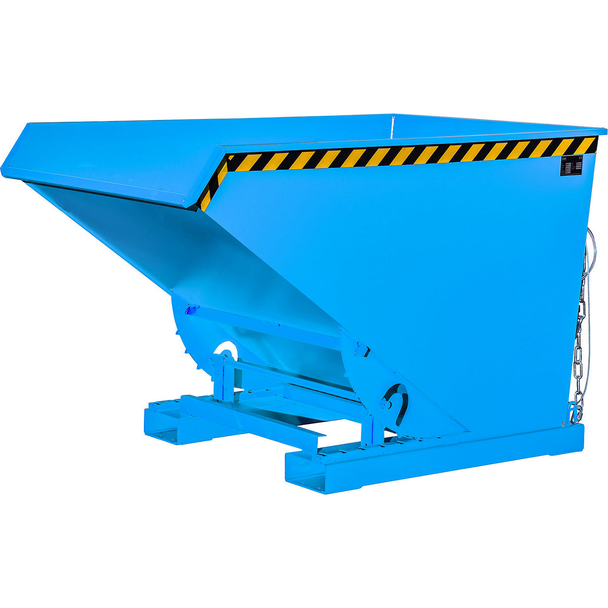 Tilting skip incl. roll-off mechanism, capacity 1.2 m³, LxWxH 1720 x 1070 x 1103 mm, blue.