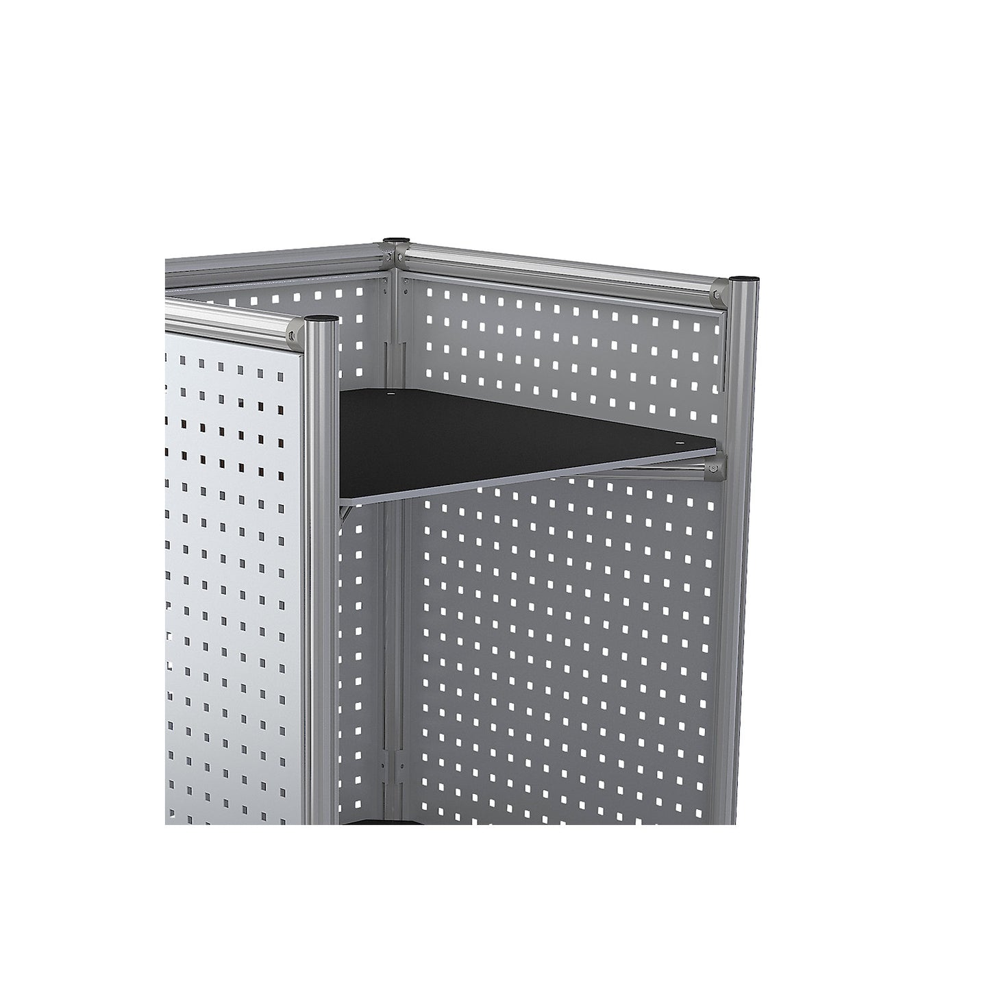 TOWER shelf truck made of aluminium profile, LxWxH 724 x 724 x 1700 mm, max. load 350 kg.