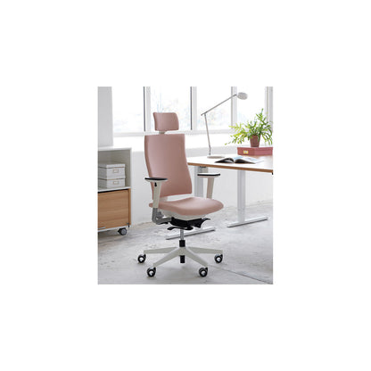 Bianca office chair, synchronous mechanism, pink/white, with head rest.