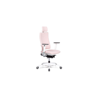 Bianca office chair, synchronous mechanism, pink/white, with head rest.
