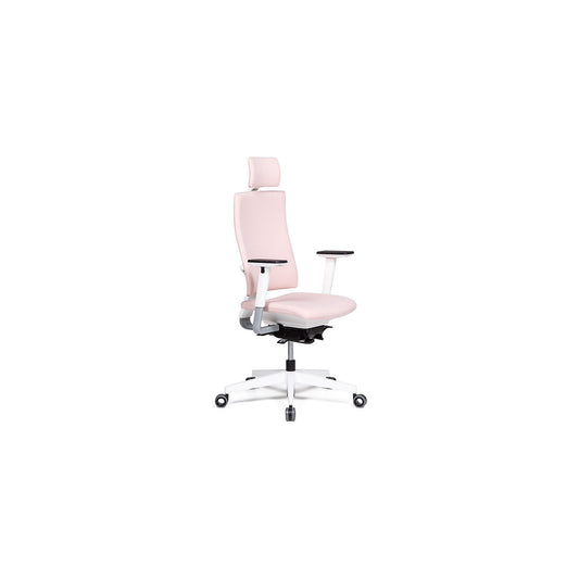 Bianca office chair, synchronous mechanism, pink/white, with head rest.