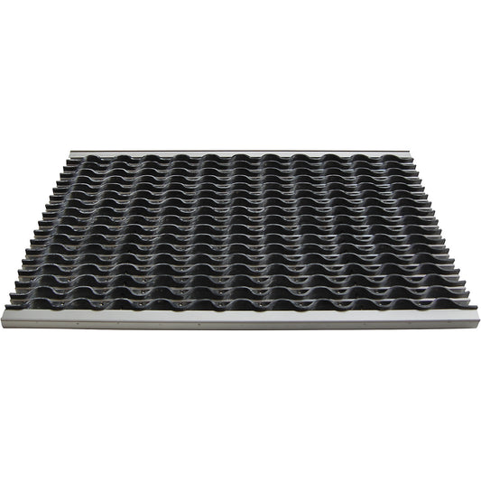 Aluminium dirt-trapping system EAZYCARE WAVE, rubber insert, LxW 585 x 385 mm.