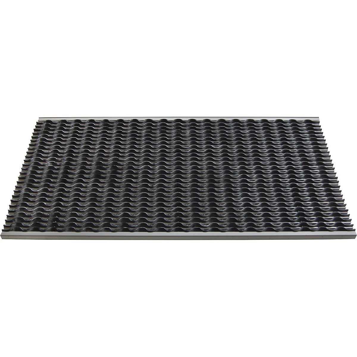 Aluminium dirt-trapping system EAZYCARE WAVE, rubber insert, LxW 985 x 585 mm.