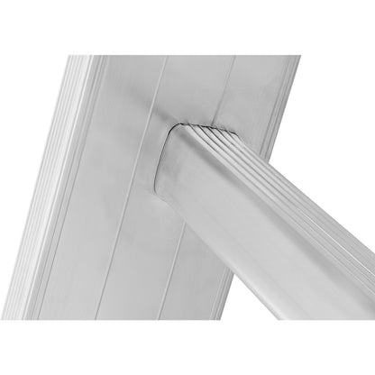 Aluminium multi-purpose ladder, industrial version with head trolley, 3 x 10 rungs, max. working height 7.99 m.
