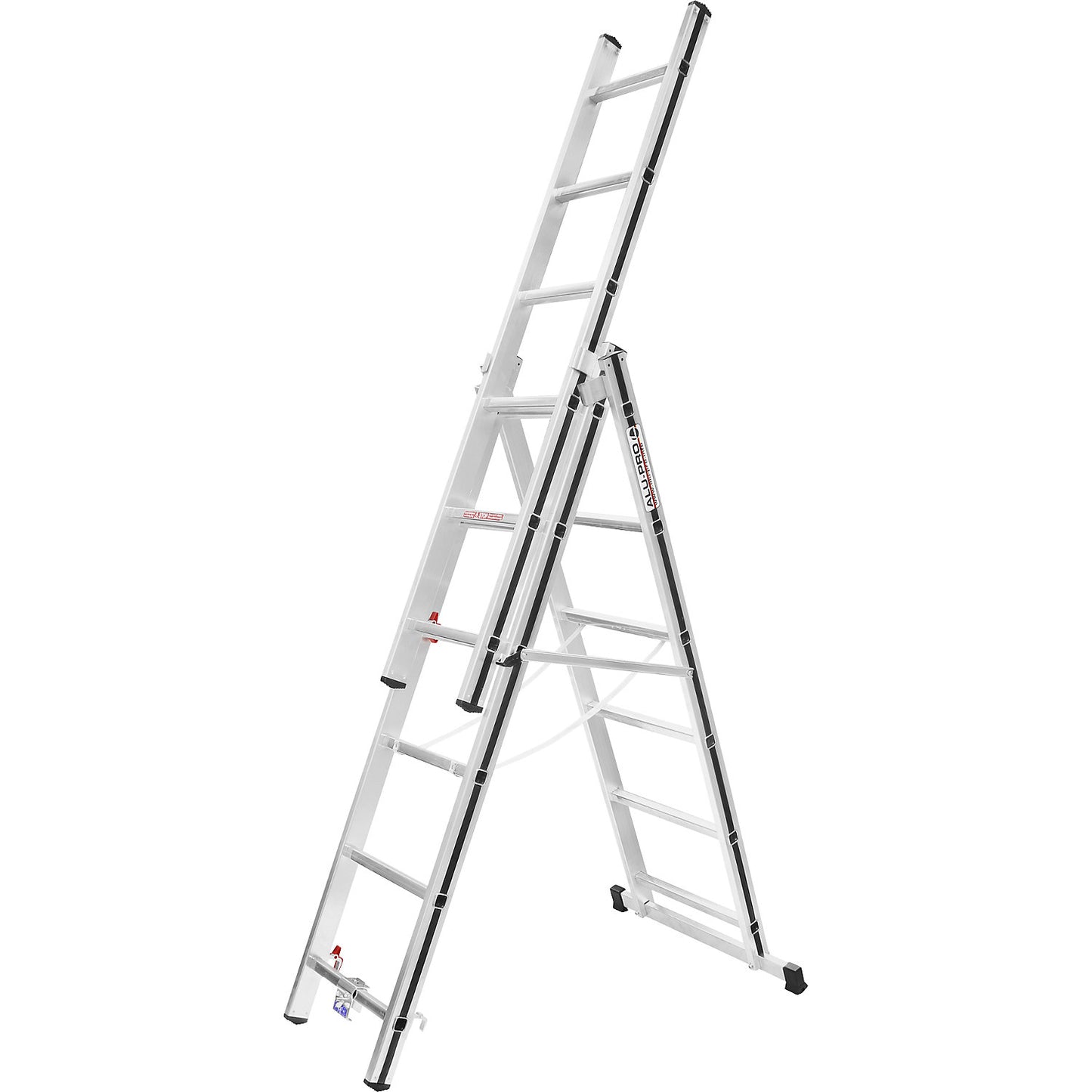 Aluminium multi-purpose ladder, entry level model, 3 x 6 rungs, max. working height 4.60 m.