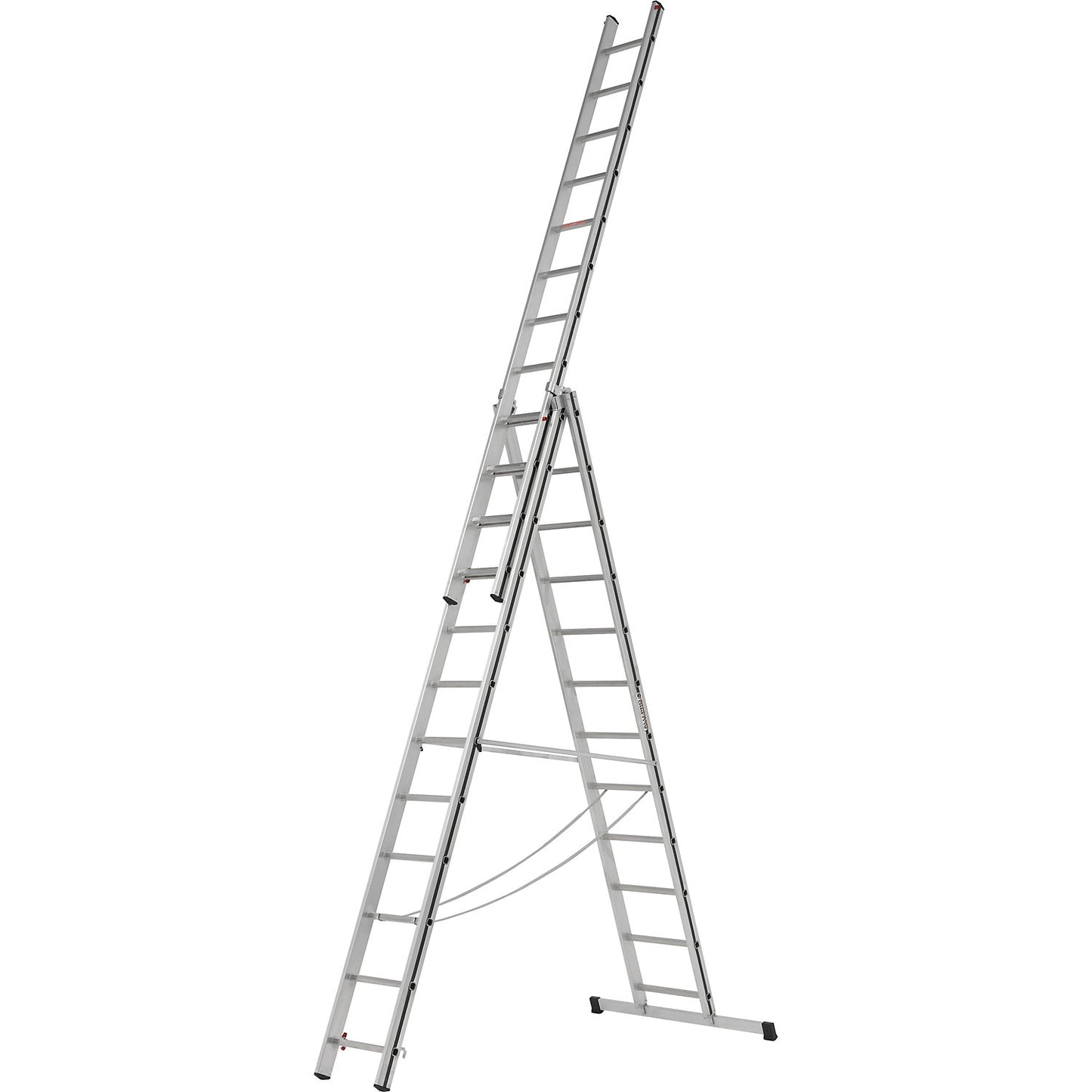 Aluminium multi-purpose ladder, entry level model, 3 x 12 rungs, max. working height 8.71 m.