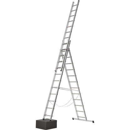 Aluminium multi-purpose ladder, entry level model, 3 x 12 rungs, max. working height 8.71 m.