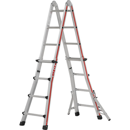 Telescopic ladder, SC 40, with fold out cross arms, 4 x 4 rungs.