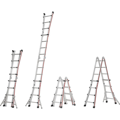 Telescopic ladder, SC 40, with fold out cross arms, 4 x 4 rungs.