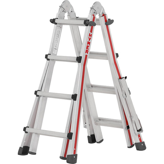 Telescopic ladder, SC 40, with fold out cross arms, 4 x 4 rungs.