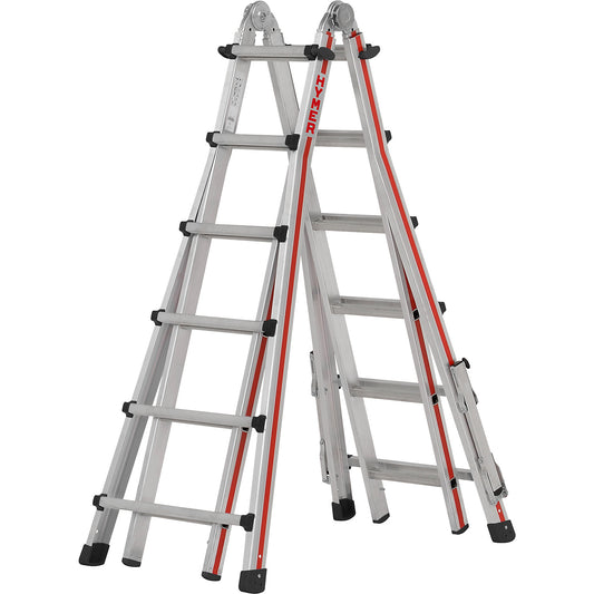 Telescopic ladder, SC 40, with fold out cross arms, 4 x 6 rungs.