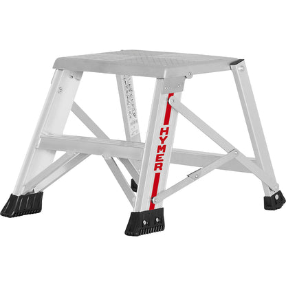 Aluminium folding steps, single sided access, 2 steps, platform height 420 mm.