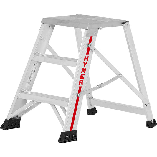 Aluminium folding steps, single sided access, 3 steps, platform height 620 mm.