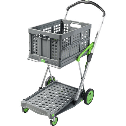 CLAX folding truck, with 46 l folding box, Green edition.