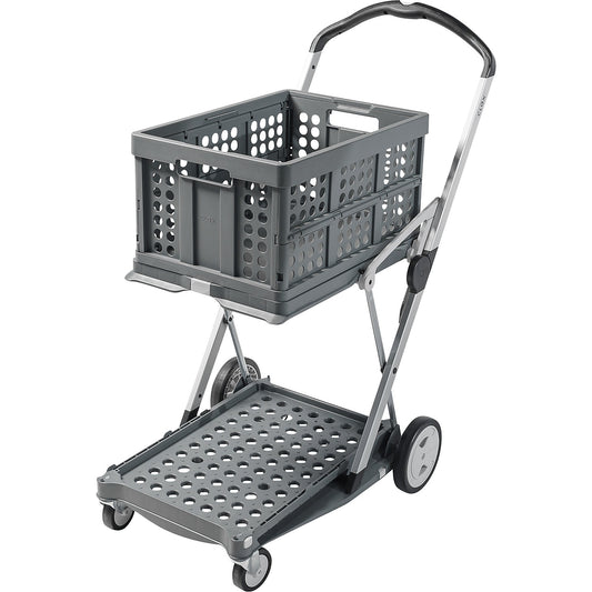 CLAX folding truck, with 46 l folding box, Grey edition.