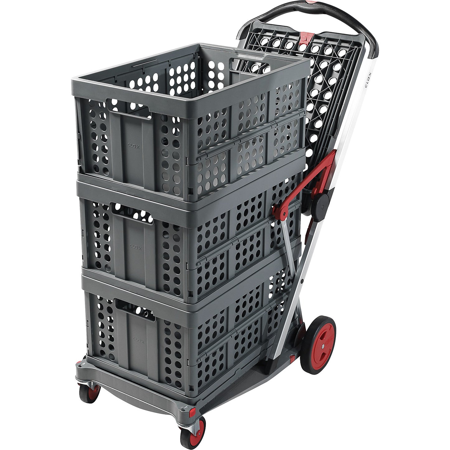 CLAX folding truck, with 46 l folding box, Red edition.