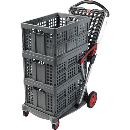 CLAX folding truck, with 46 l folding box, Red edition.