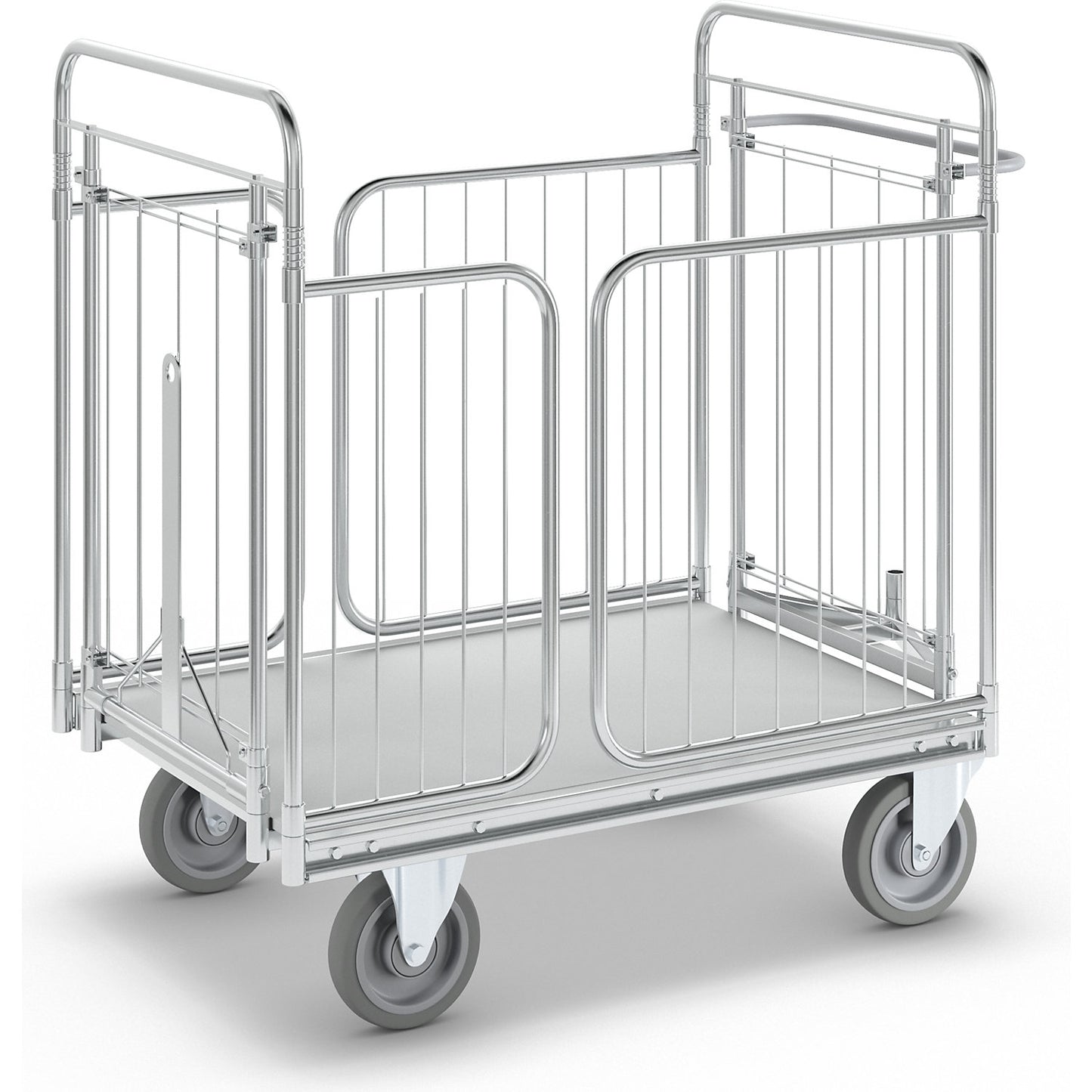Trolley with panels on four sides, internal length 1000 mm, LxWxH 1200 x 750 x 1180 mm.