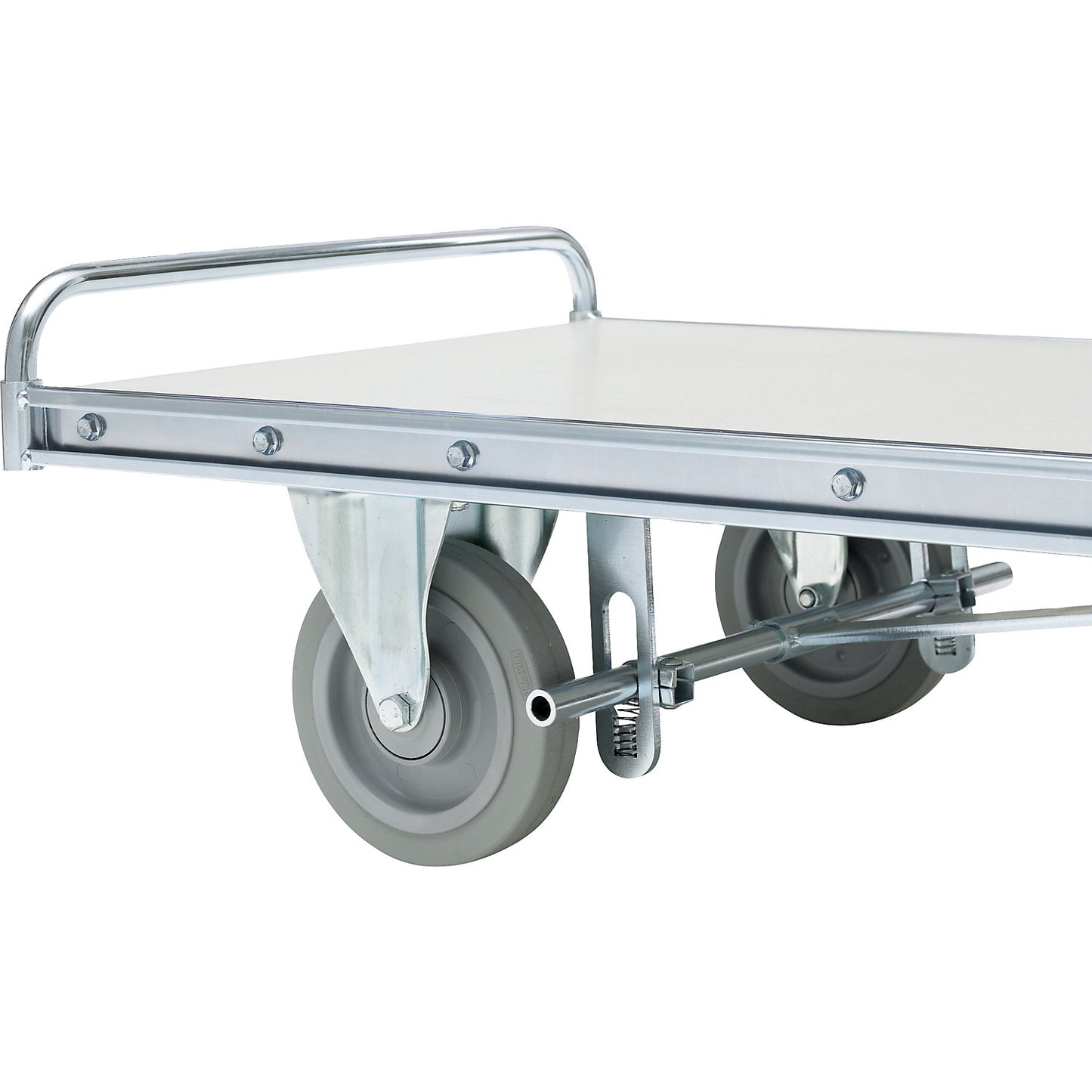 Overrun brake, for trolley with panels on 4 sides with internal LxW 1200 x 600 mm, for rear axle.