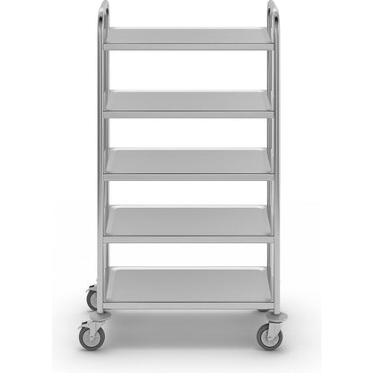 Stainless steel serving trolley, 5 shelves, LxWxH 705 x 405 x 1300 mm.