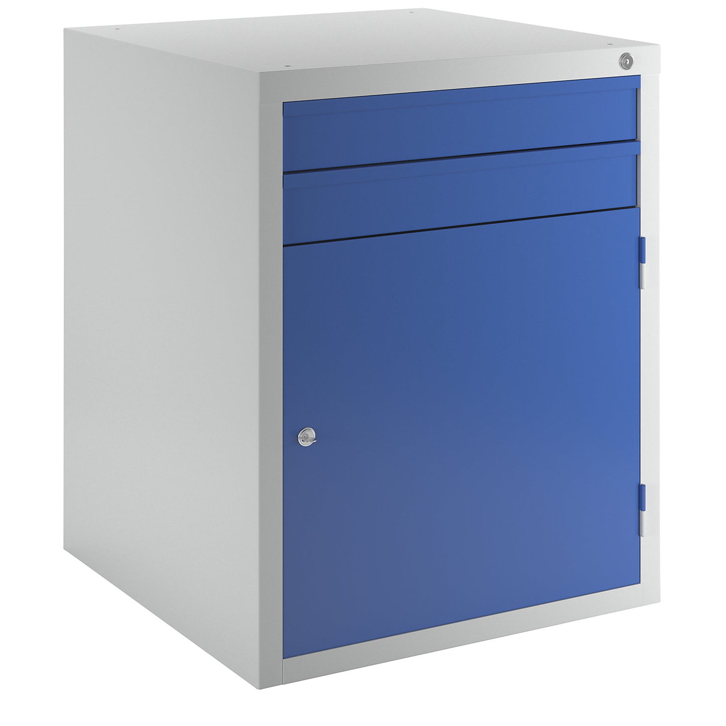 Drawer cupboard, 2 drawers, 1 door, light grey/blue.