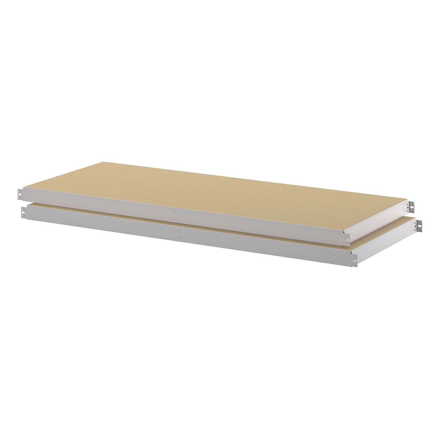 Moulded chipboard shelf, pack of 2, depth 586 mm, width 1436 mm.