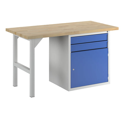 Workbench, modular system, 2 drawers, 1 door, width 1500 mm, blue.