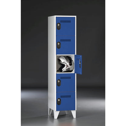 Köln 5-fold compartment locker, 1 compartment, light grey / gentian blue, 400 mm.