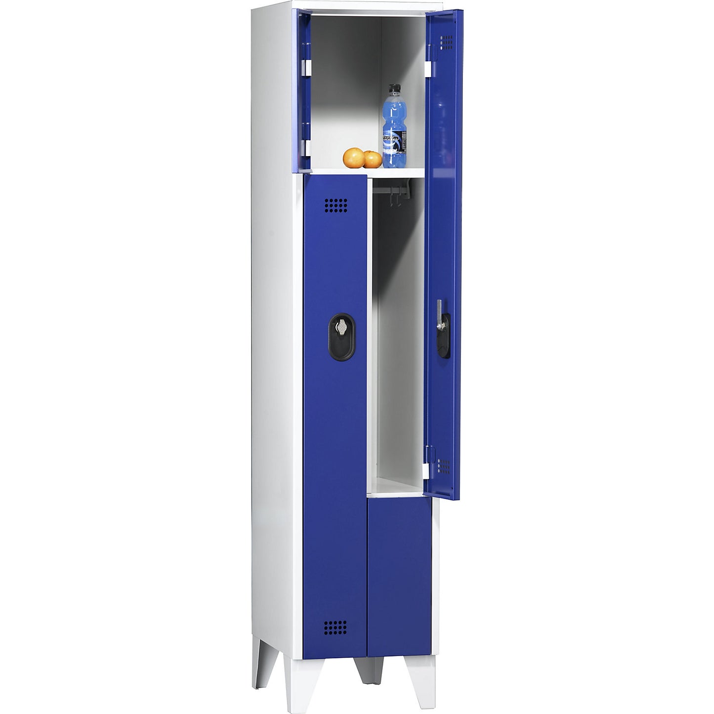 Köln Z locker, 1 compartment, W 400 mm, body / door colour light grey / gentian blue.