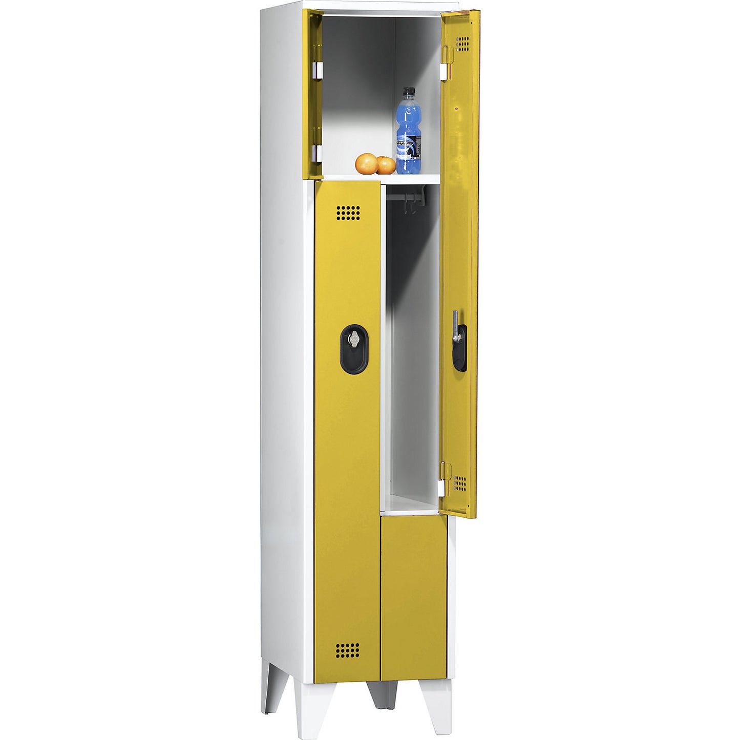 Köln Z locker, 1 compartment, W 400 mm, body / door colour light grey / zinc yellow.