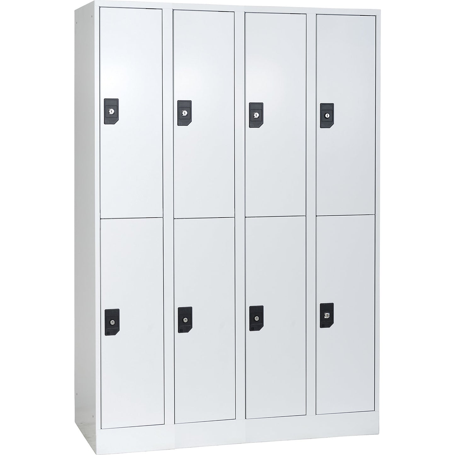 Stuttgart double deck clothes locker, 4 compartments, W 1200 mm, light grey / light grey.