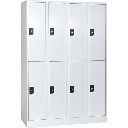 Stuttgart double deck clothes locker, 4 compartments, W 1200 mm, light grey / light grey.