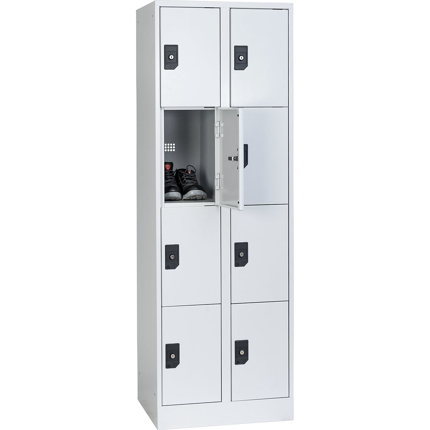 Stuttgart 4-fold compartment locker, 2 compartments, W 600 mm, light grey / light grey.