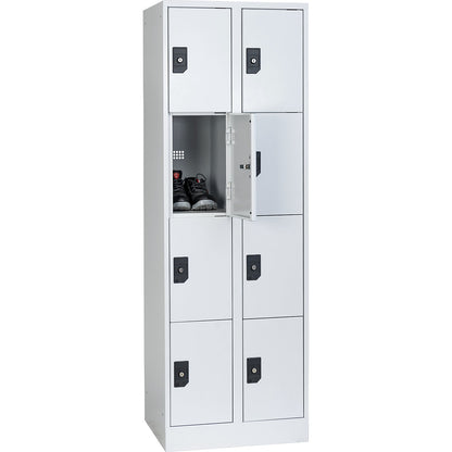 Stuttgart 4-fold compartment locker, 2 compartments, W 600 mm, light grey / light grey.
