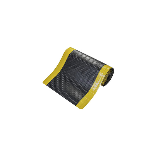DECKPLATE anti-fatigue matting, cut to order, black / yellow, per m. x 1200 mm, max. 18.3 m.
